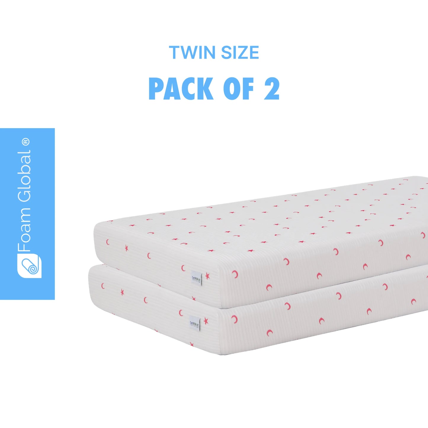 Foam Global 5 Inch Twin Mattress for Bunk Beds Pink, Trundle Mattress with Zipper Cover