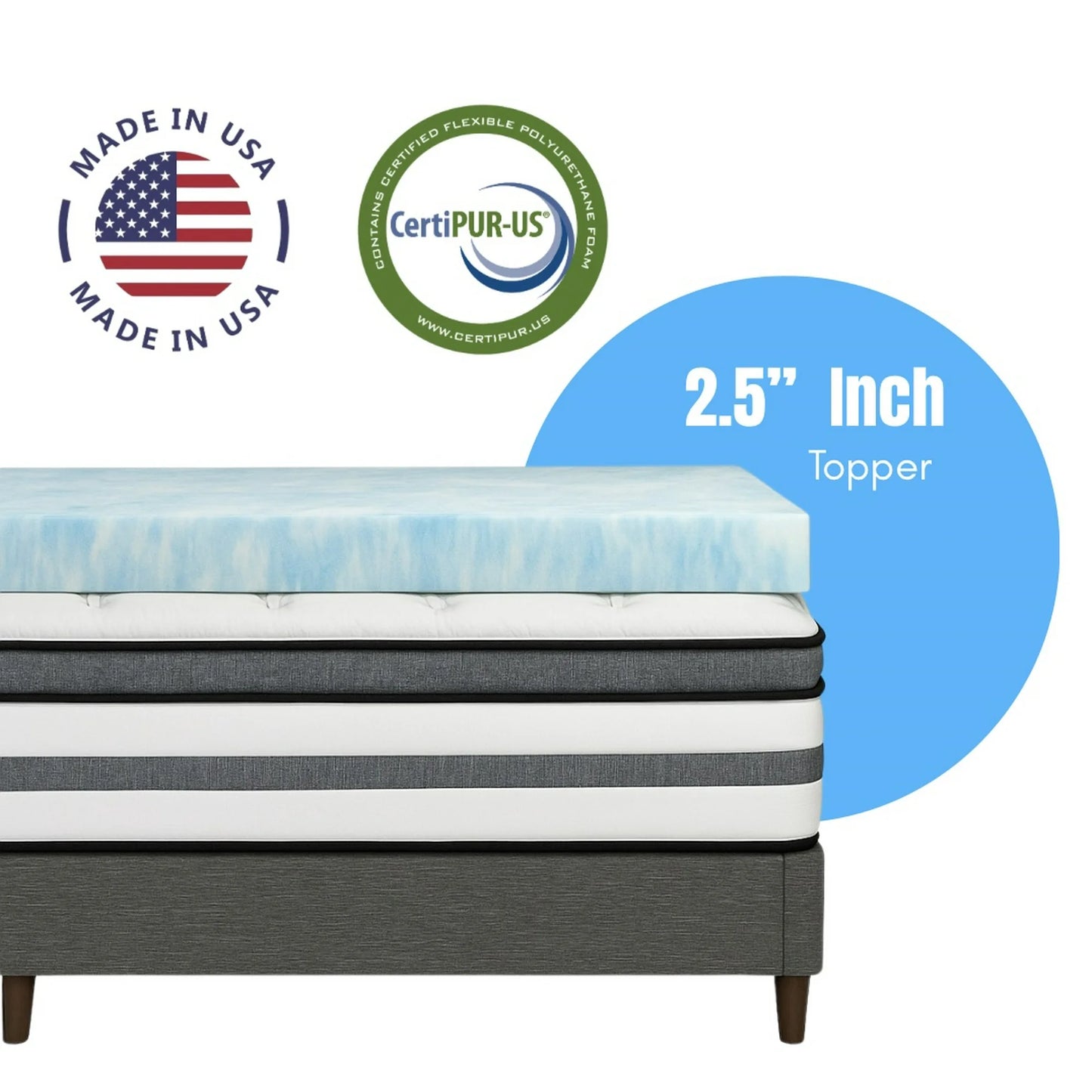 Memory Foam Mattress Topper 2.5 Inch